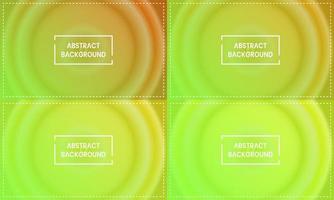 four sets of light green circle radial gradient abstract background with frame. blur, shiny, modern and color style. green, yellow and orange. use for homepage, backgdrop, wallpaper, banner or flyer vector