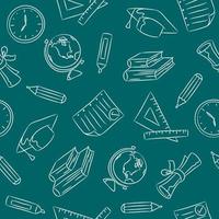 Seamless pattern of hand drawn school objects vector