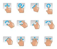 A set of hand icons on a trackpad vector