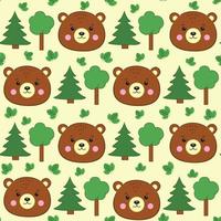 Seamless pattern with bears and trees. vector