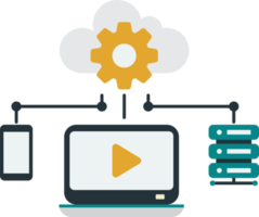 laptop and cloud connection illustration in minimal style png