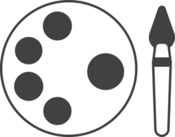 Paintbrushes and paint trays illustration in minimal style png