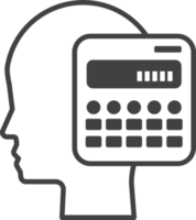 human head and calculator illustration in minimal style png