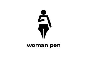 Woman Pen Icon Symbol for Education School University Logo Design vector