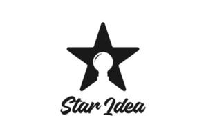 silueta de lámpara de bombilla de estrella minimalista simple para diseño de logotipo de innovación de ideas vector