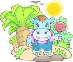 cute cartoon hippo vector