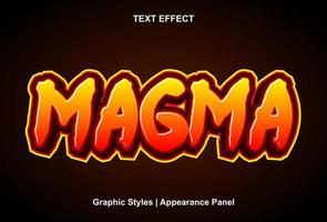 efecto de texto magma con estilo gráfico y editable. vector