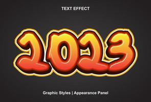 2023 text effect with graphic style and editable. vector