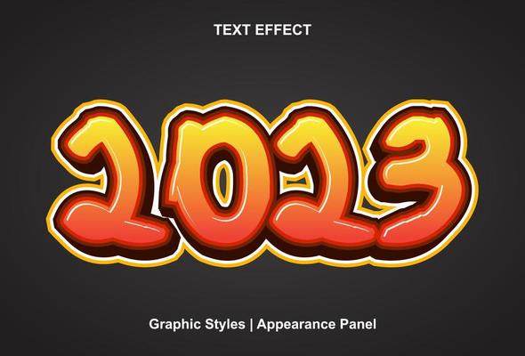 2023 text effect with graphic style and editable.