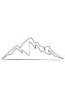 Mountain landscape continuous one line vector drawing. Beautiful view with mountains and fresh air. Nature, rock panoramic sketch. Holiday vacation concept isolated on white background