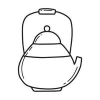 Teapot in doodle style. Isolated teapot on a white background. Porcelain, ceramic teapot for the tea ceremony. Vector illustration.