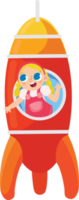 girl in the rocket flying to the space png