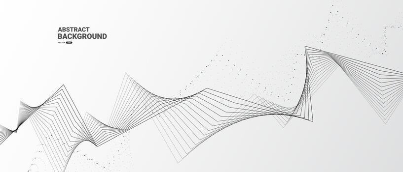 Grey white abstract background with flowing particles. vector