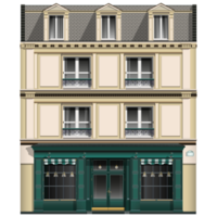 europeo vecchio stile mattone edificio nel realistico stile. facciata davanti Visualizza di vecchio stile Casa. tradizionale architettura. colorato png illustrazione.