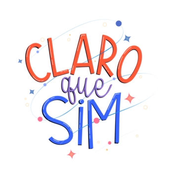 ilustração de letras afirmativas em português brasileiro. tradução - claro que sim. png