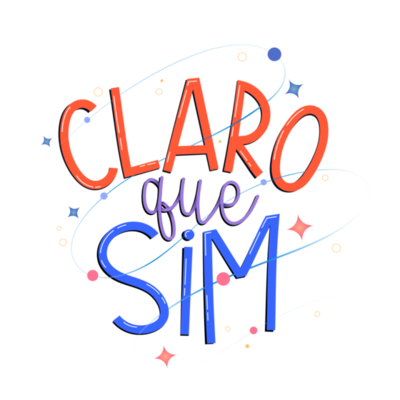 Ilustração de letras afirmativas em português brasileiro tradução claro que  sim