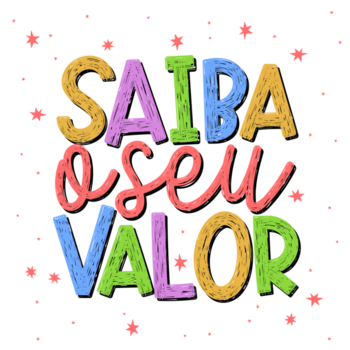 affiche inspirante colorée en portugais brésilien. traduction - connaître votre valeur. png