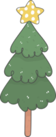 carino cartone animato decorato Natale pino albero scarabocchio mano disegno schema png