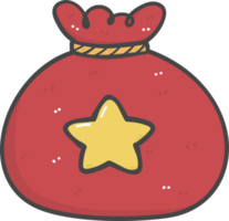 saco de saco de presente de papai noel bonito desenho de mão doodle desenho de mão png