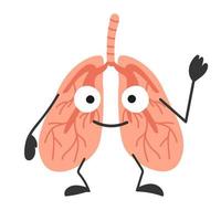 Human lungs with eyes. Healthy lungs. Organ with emotions, cartoon style. Vector illustration