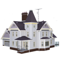 Beautiful house building 3d rendering png