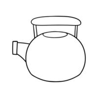 Monochrome image. Large round kettle for boiling water, vector illustration in cartoon style on a white background