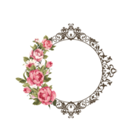 Floral Circle Photo Frame with Flower Decorative Transparent Background png