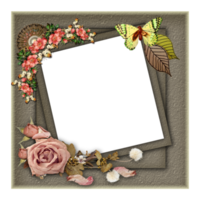 cadre photo de texture élégante avec fond transparent décoratif de fleur png
