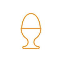 eps10 orange vector Egg cup server holder with hard boiled egg icon isolated on white background. egg stand symbol in a simple flat trendy modern style for your website design, logo, and mobile app