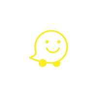 eps10 yellow vector smiling Waze abstract line art icon isolated on white background. Location GPS outline symbol in a simple flat trendy modern style for your website design, logo, and mobile app