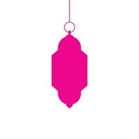 eps10 pink vector Ramadan lantern or dangler solid art icon isolated on white background. flashlight or lamp symbol in a simple flat trendy modern style for your website design, logo, and mobile app