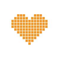 eps10 orange vector pixel art heart abstract solid icon isolated on white background. love symbol in a simple flat trendy modern style for your website design, logo, and mobile application