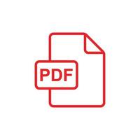 eps10 vector rojo pdf documento descargar línea arte icono aislado sobre fondo blanco. símbolo de esquema de archivo en formato pdf en un estilo moderno y sencillo para el diseño de su sitio web, logotipo y aplicación móvil