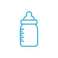 eps10 blue vector milk feeding bottle line art icon isolated on white background. baby milk bottle outline symbol in a simple flat trendy modern style for your website design, logo, and mobile app