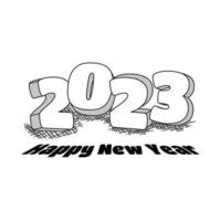 2023 in 3d design with lines shading concept design for new year template vector