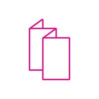 eps10 vector rosa tríptico o icono de línea de folleto aislado en fondo blanco. Folleto de papel plegable o símbolo de folleto en un estilo moderno y plano simple para el diseño de su sitio web, logotipo y aplicación móvil