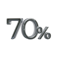 70 percent 3D number with silver color png