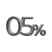 05 percent 3D number with silver color png