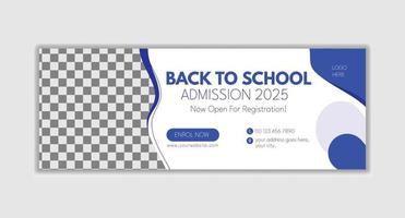 Kids school admission social media cover design. Back to School Social Media Cover Template. school admission open social media banner template design. vector