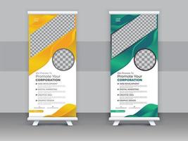 Roll up banner design template, vertical, abstract background, pull up design, modern x-banner, rectangle size. vector