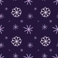 Christmas snowflake pattern on purple background. Seamless snowflake pattern large and small for fabric or wrapping paper print vector