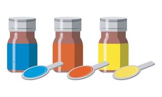 vector medicine syrup with blue, orange and yellow color variants