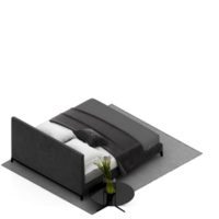 Isometric Bedroom 3D render png