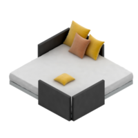 Isometric Bedroom 3D render png