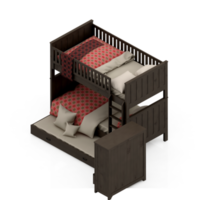 render 3d de dormitorio isométrico png