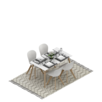 rendu 3d de l'ensemble de table isométrique png