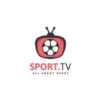 Football tv design. Television and ball logo template flat vector