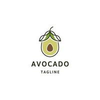 Ilustración de vector plano de plantilla de diseño de logotipo de aguacate