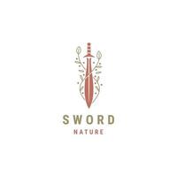 plantilla de diseño de logotipo de flor de espada vector plano