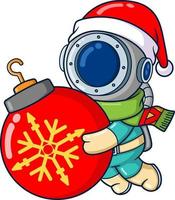 The diver is carrying a large christmas ornament and so heavy vector